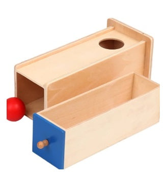 Montessori tárgyállandósági doboz, kék fiókkal