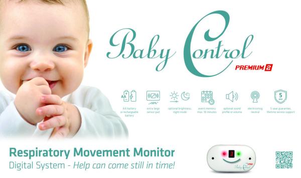 Baby Control Premium 2 légzésfigyelő készülék 2 extra nagy lappal