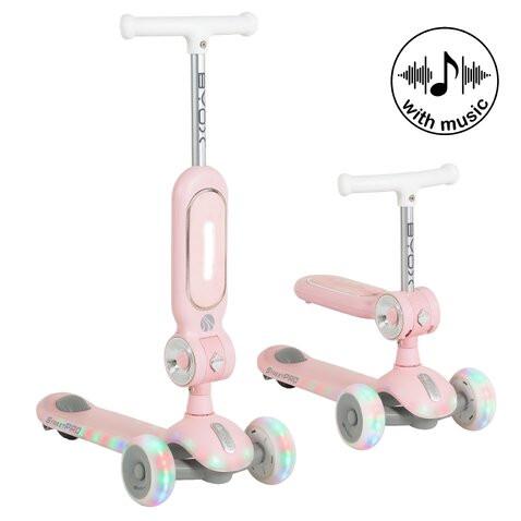 STREETPRO roller 2in1 üléssel, zenél, 30kg-ig PINK