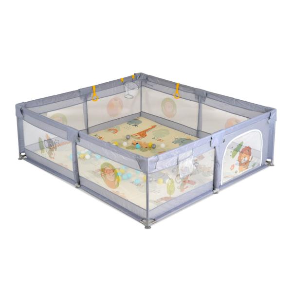 GameZone járóka szőnyeggel és 60 db labdával, 150x200 - szürke