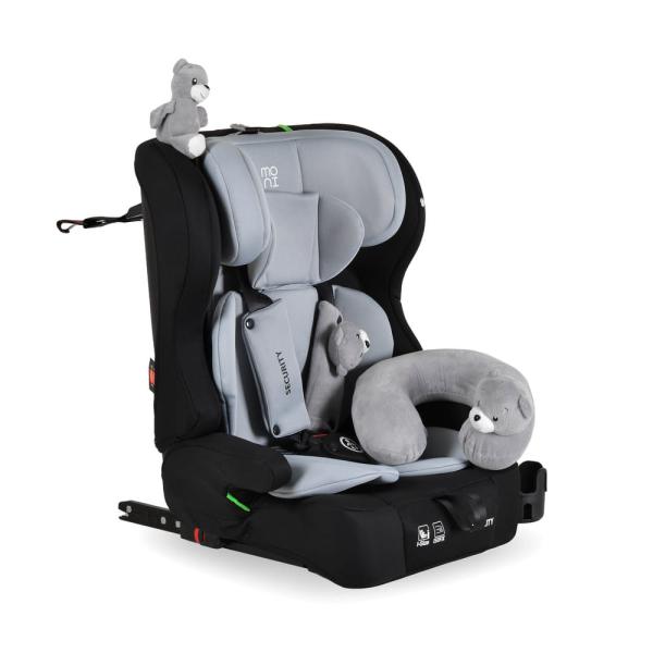 SECURITY autós ülés belső övvel, isofix, ajándék 2plüss+párna 76-150cm SZÜRKE