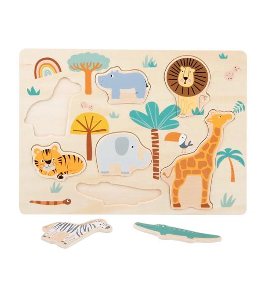Fa formaillesztő puzzle - Safari állatokkal