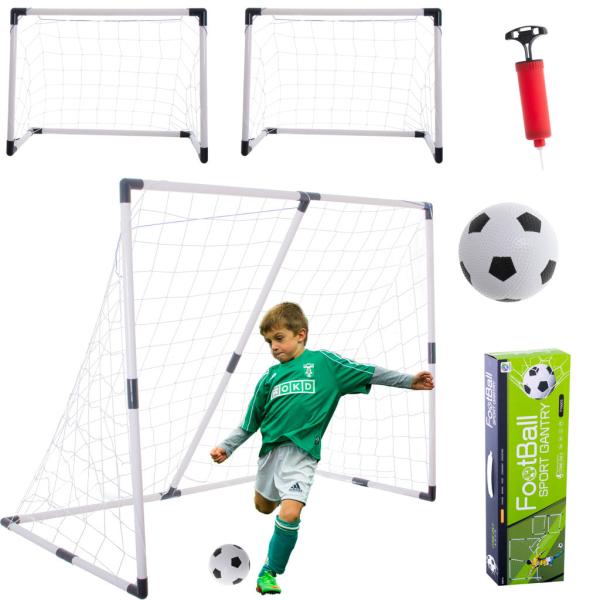 Gyerek focikapu 2 az 1-ben labdával és pumpával - 143 × 110 cm
