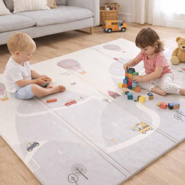 Kétoldalas, összehajtható oktató habszivacs játszószőnyeg 150×200 cm