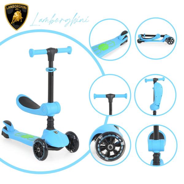Lamborghini 2in1 ráülős roller, kék