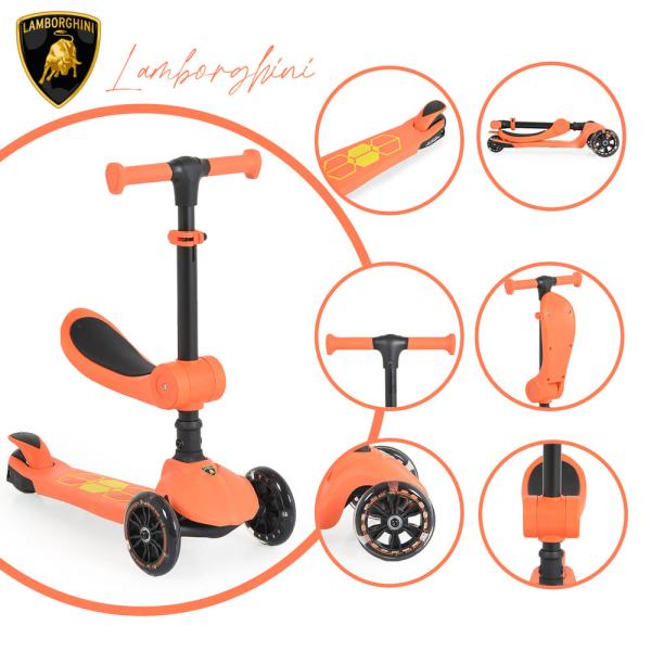 Lamborghini 2in1 ráülős roller, narancs