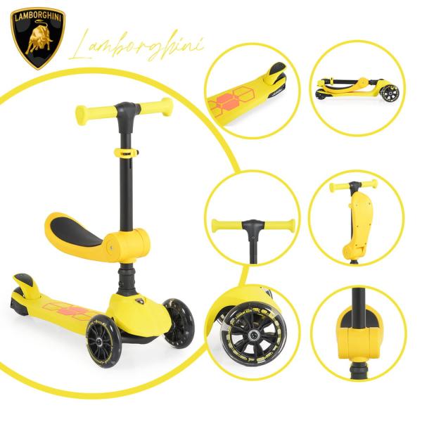 Lamborghini 2in1 ráülős roller, sárga