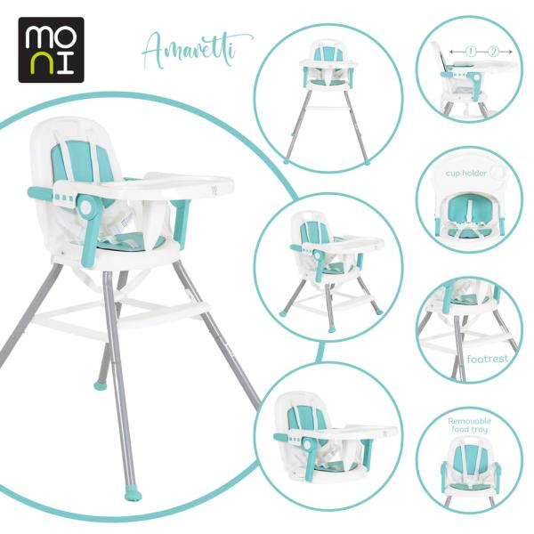 Moni Amaretti 3in1 szétszedhető etetőszék, menta