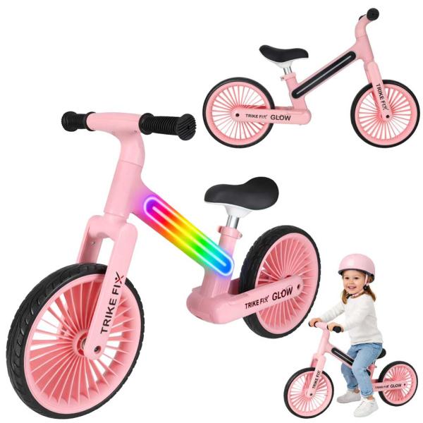 Trike Fix Glow futóbicikli LED világítással, rózsaszín