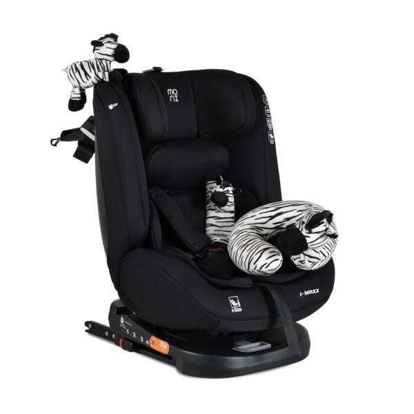 i-MAXX autós ülés,  isofix, forgatható, 2 plüss+párna 40-150cm FEKETE