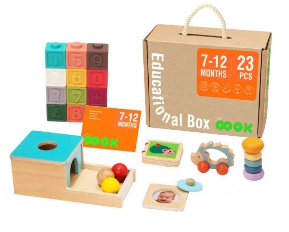 Montessori fejlesztő box, játékdoboz  7-12 hó