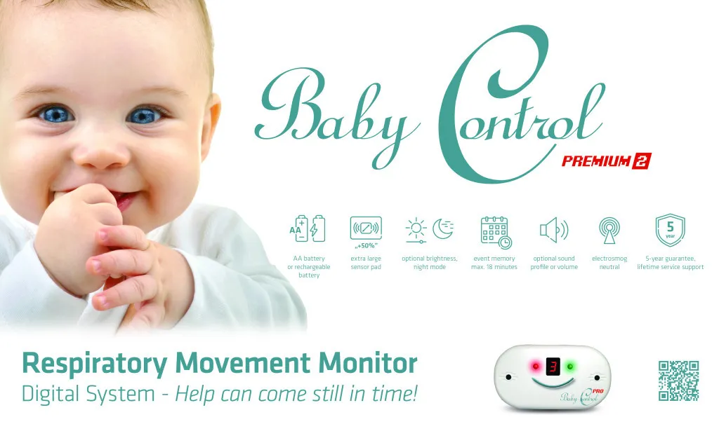 Baby Control Premium 2 légzésfigyelő készülék 2 extra nagy lappal