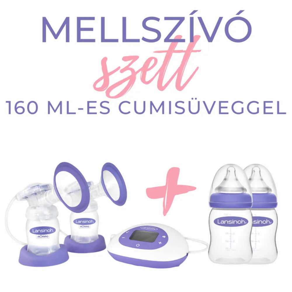 Lansinoh 2 az 1-ben elektromos dupla mellszívó 2db 160ml cumisüveggel szettben