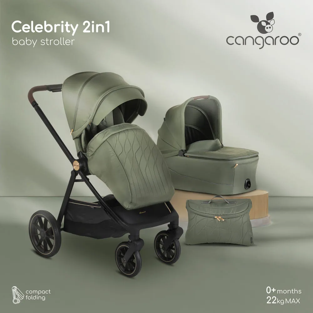 CELEBRITY multifunkciós 2 részes 2IN1 babakocsi szett ZÖLD