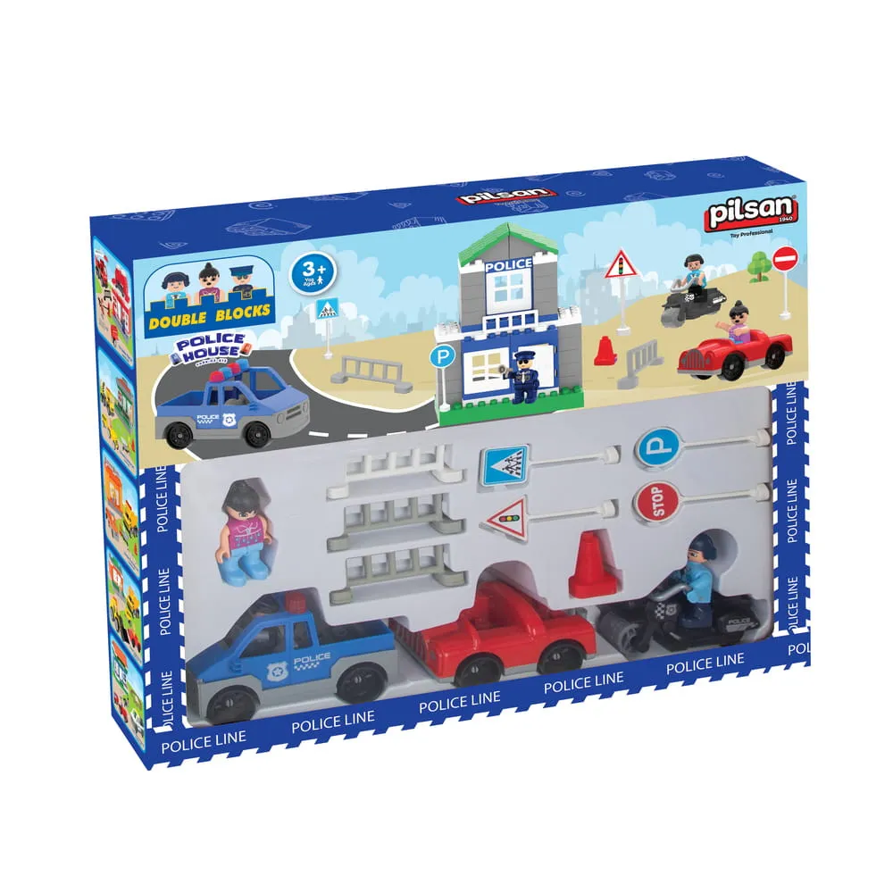 Pilsan építőkészlet forgalomirányítós, autós 57dbos POLICE