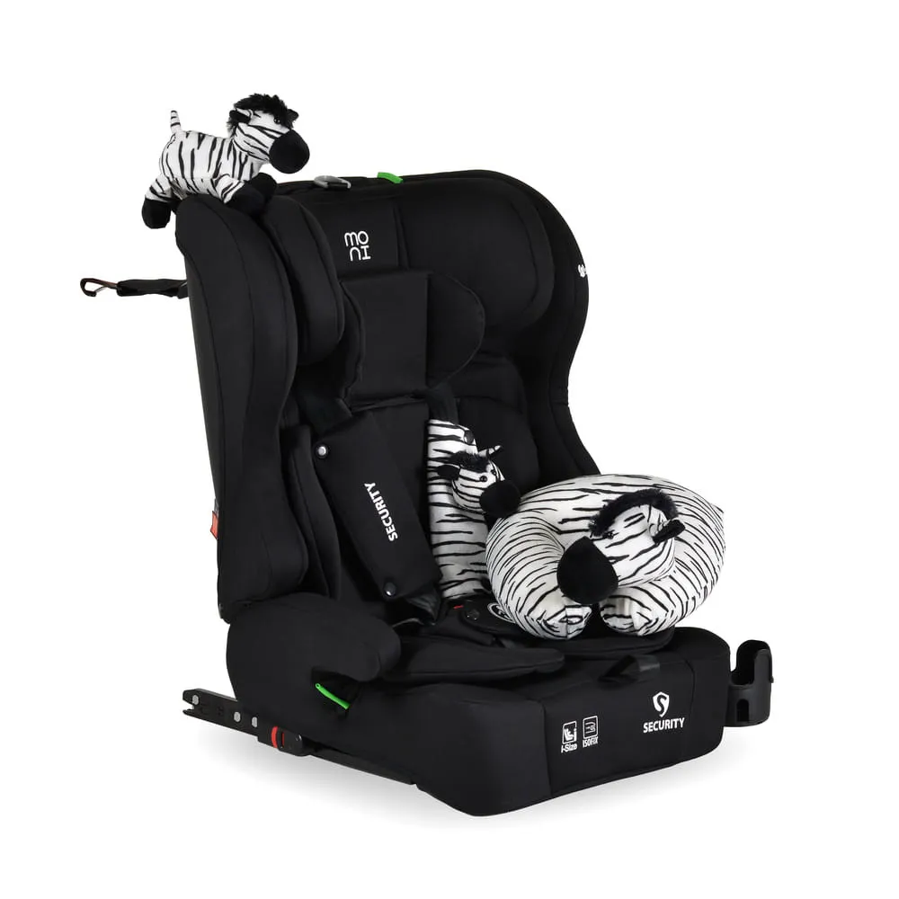 SECURITY autós ülés belső övvel, isofix, ajándék 2plüss+párna 76-150cm FEKETE