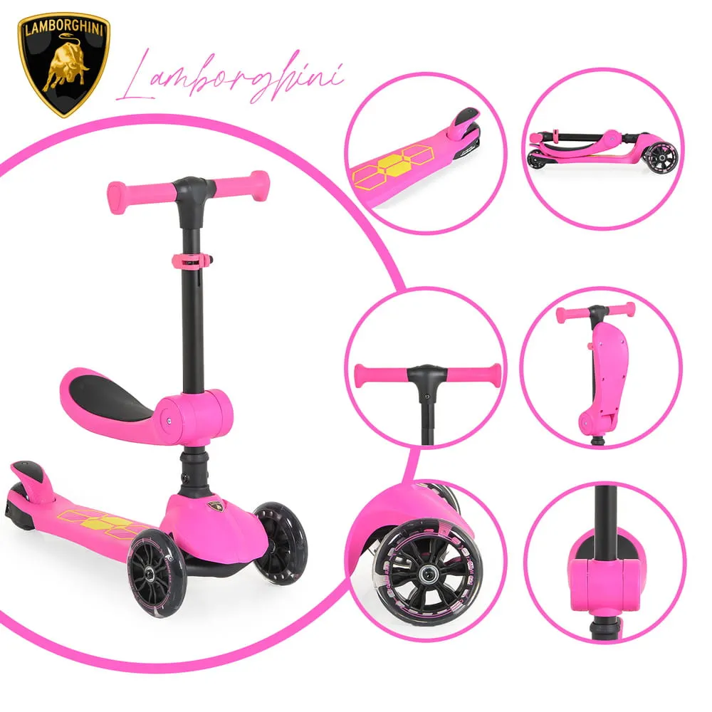 Lamborghini 2in1 ráülős roller, rózsaszín