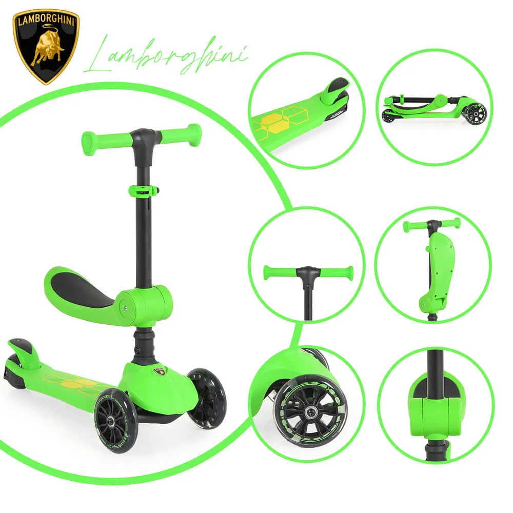 Lamborghini 2in1 ráülős roller, zöld