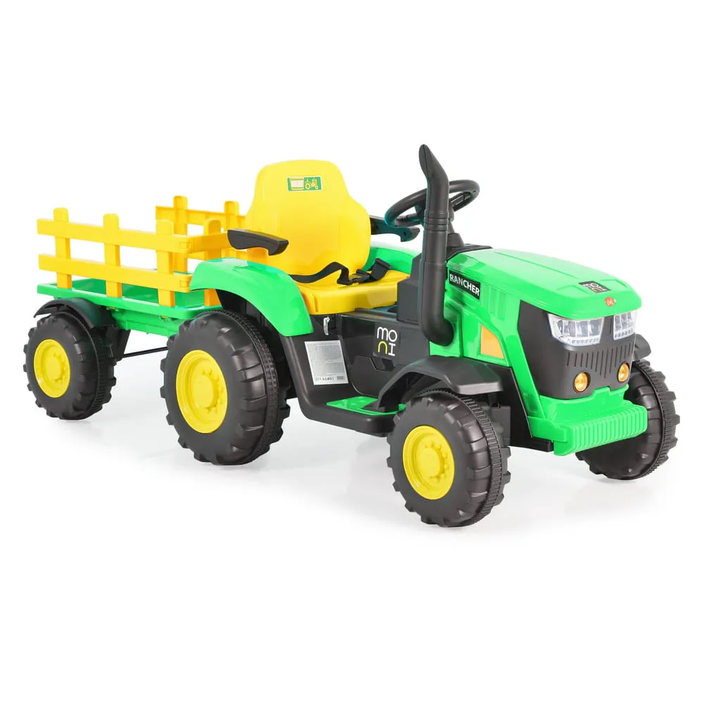 MONI BO Rancher elektromos traktor utánfutóval zöld