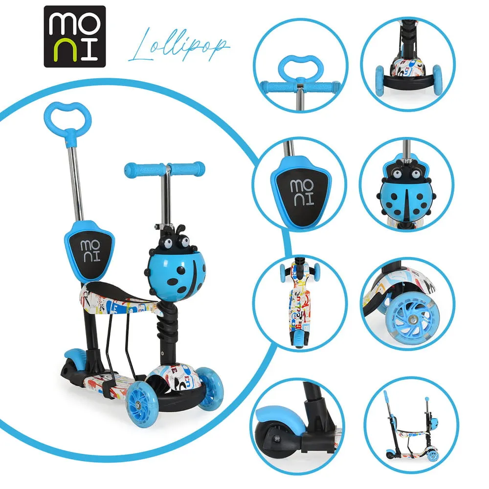 Moni Lollipop roller üléssel, kék katicás