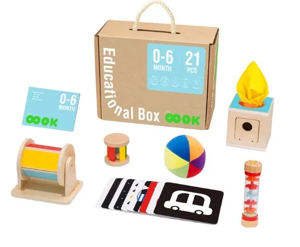 Montessori Fejlesztő box, játékdoboz 0-6 hó