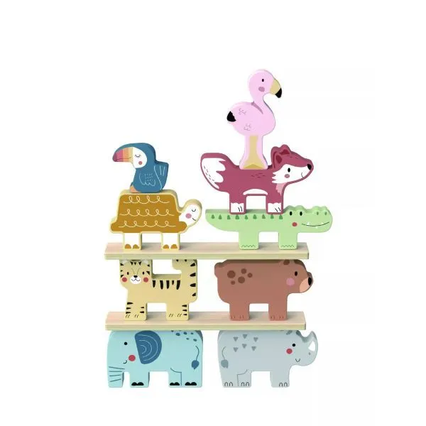Tooky Toy: Fa toronyépítő játék - Szavanna